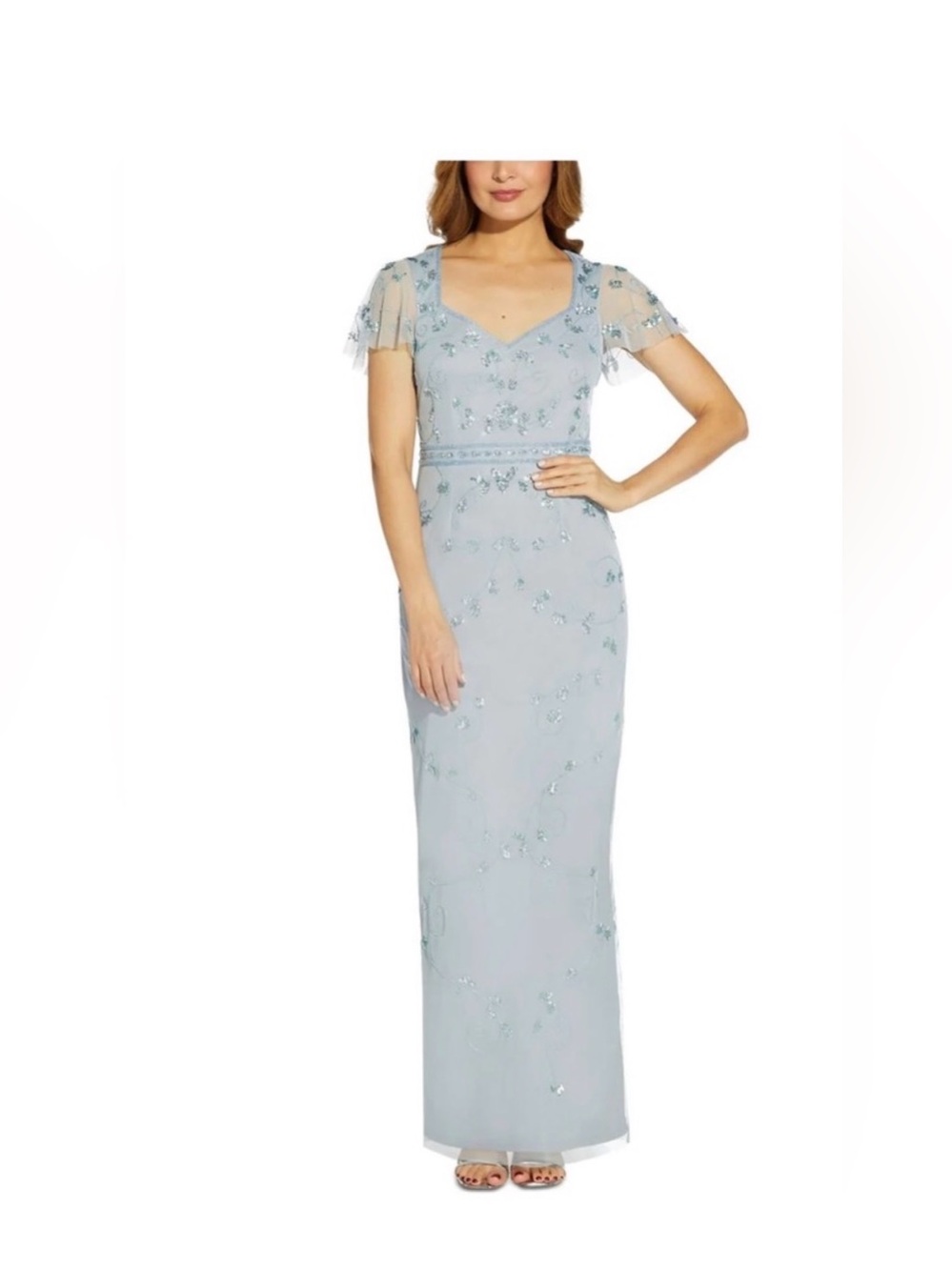 Adrianna Papell - Papell Studios blue beaded dress size 8